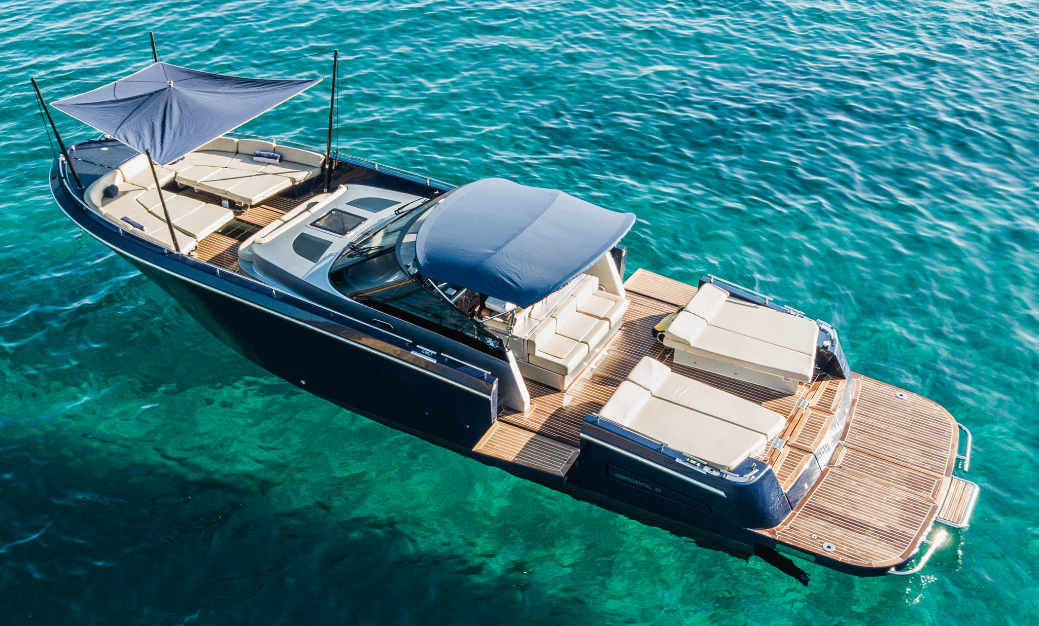 Stern sundeck of CNM Continental Tender 50 Double K - Yacht in Ibiza