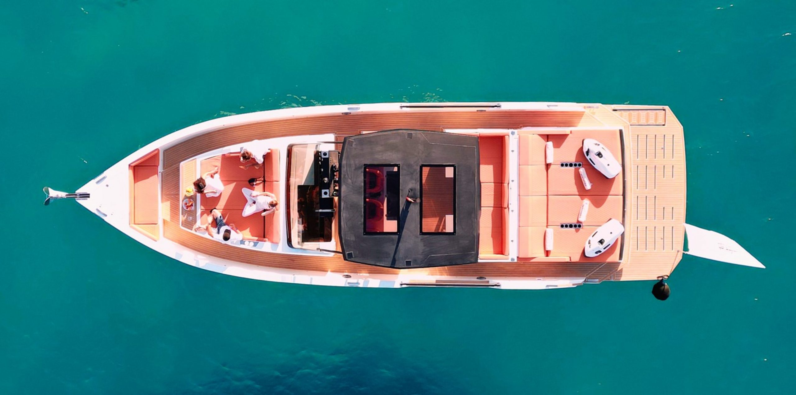Air view of De Antonio D50 La Perla - Yacht in Ibiza