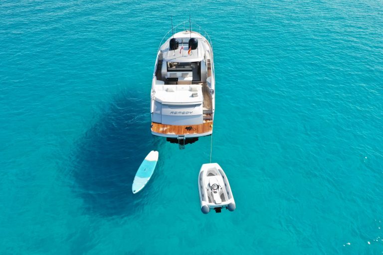 Stern of Pershing 5x Remedy - Yacht in Ibiza