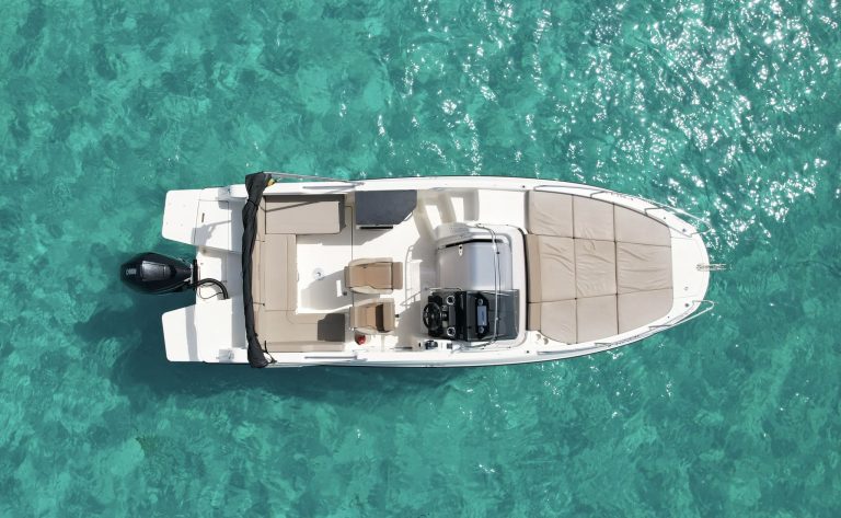 Air view of Quicksilver Activ 755 Just do - Motorboat in Ibiza
