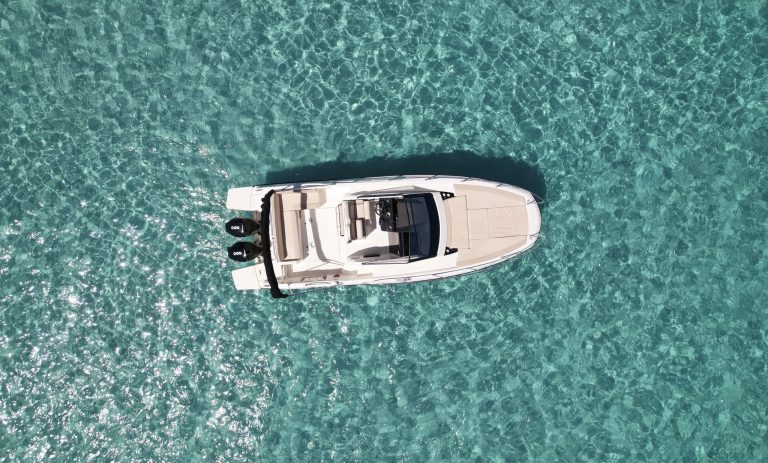 Air view of Quicksilver Activ 875 Sundeck Just feel - Motorboat in Ibiza