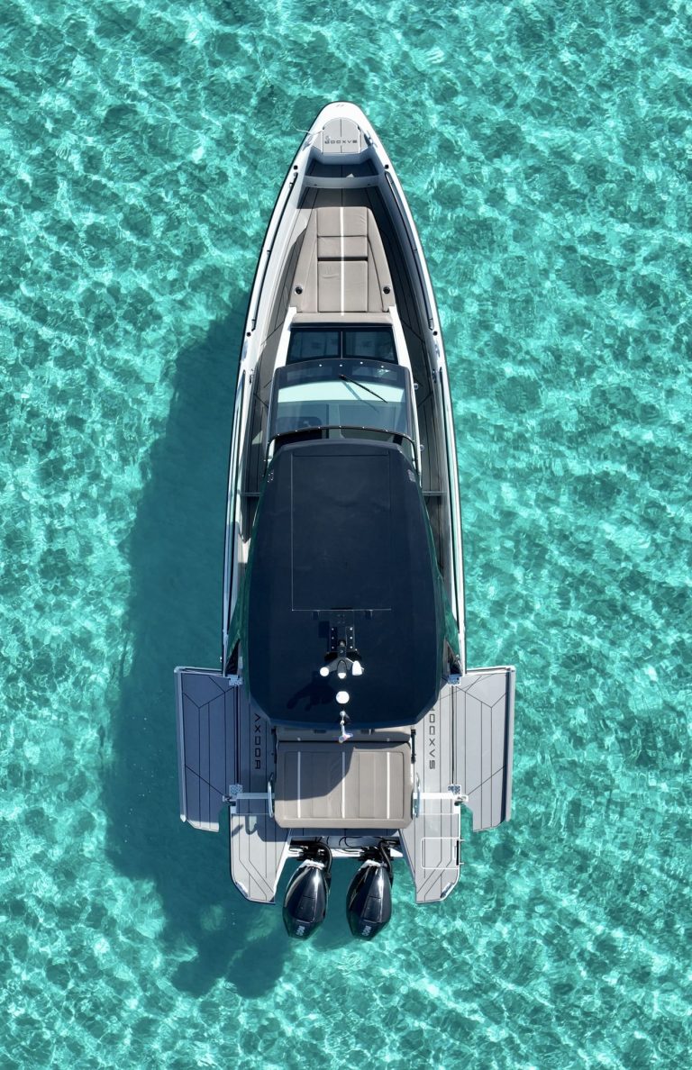 Air view 2 of Saxdor 320 GTO Space of Ibiza - Motorboat in Ibiza