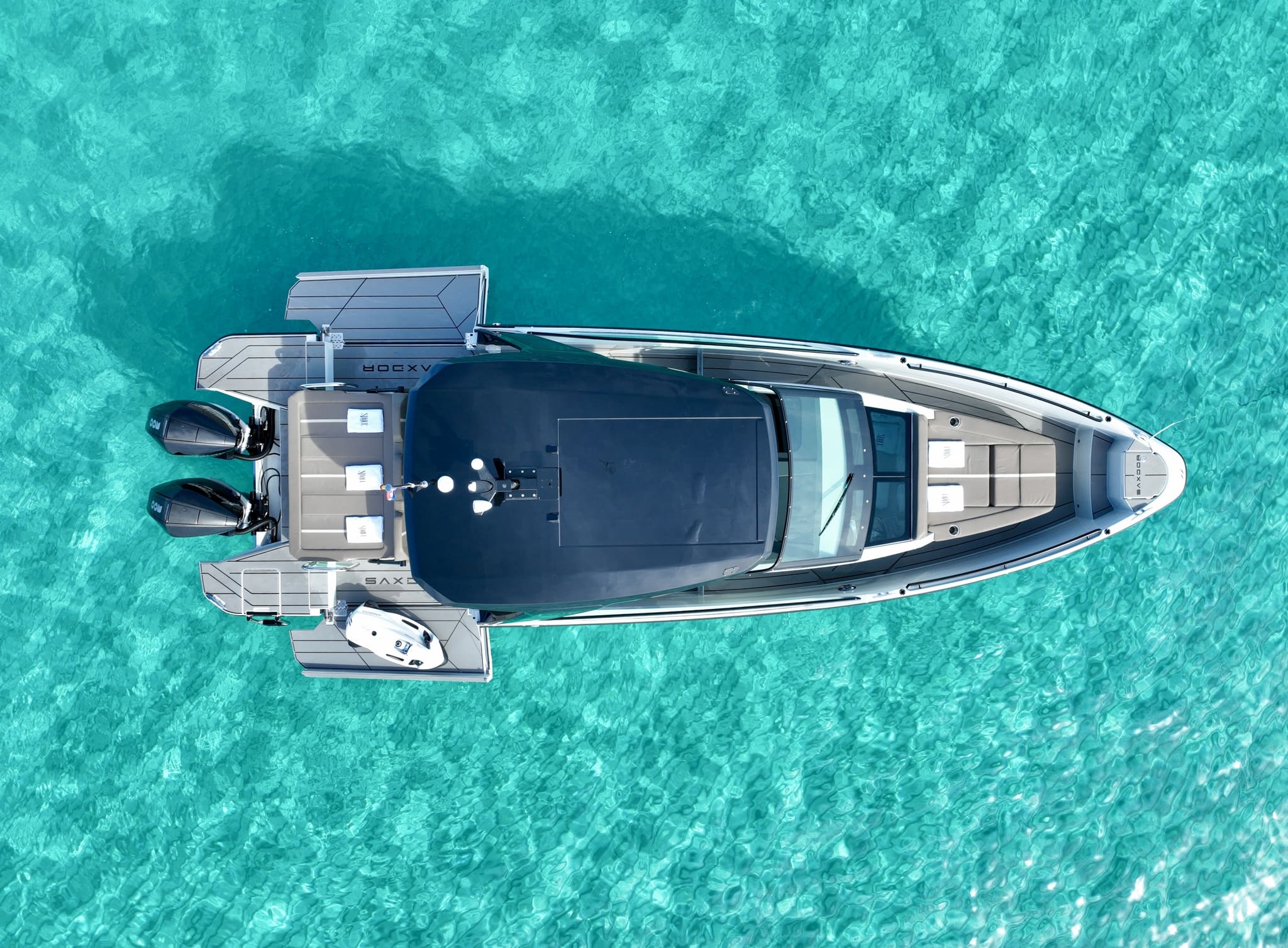 Air view of Saxdor 320 GTO Space of Ibiza - Motorboat in Ibiza