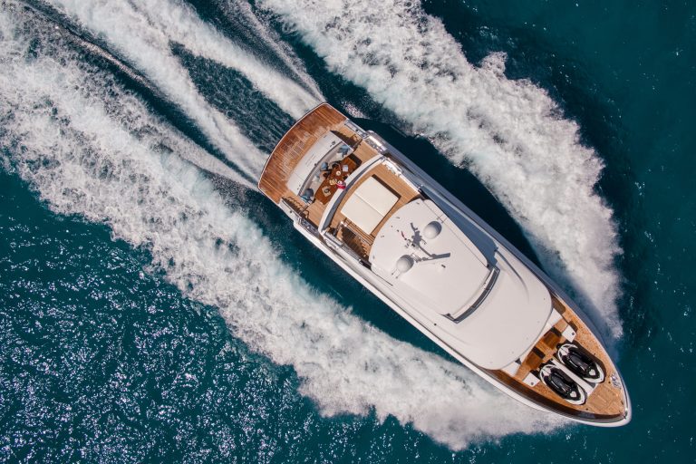 Air view of Vanquish VQ 82 Sea Story - Yacht in Ibiza