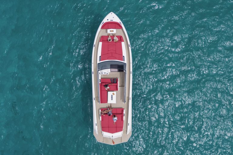 Air view of Vanquish VQ54 Diva - Yacht in Ibiza