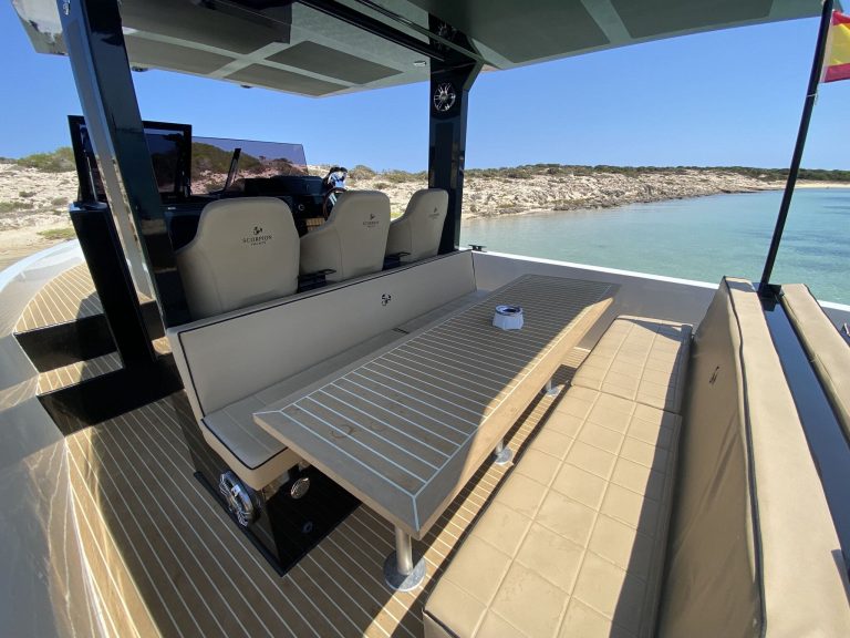 Stern table of Scorpion 40 Beach Club Freedom - Yacht in Ibiza