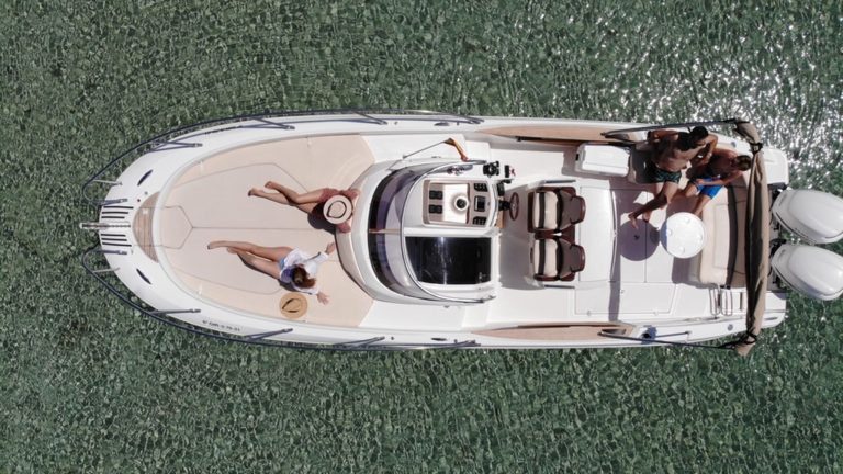 Air view of Sessa Marine Key Largo 30 Pantera Rosa - Motorboat in Ibiza