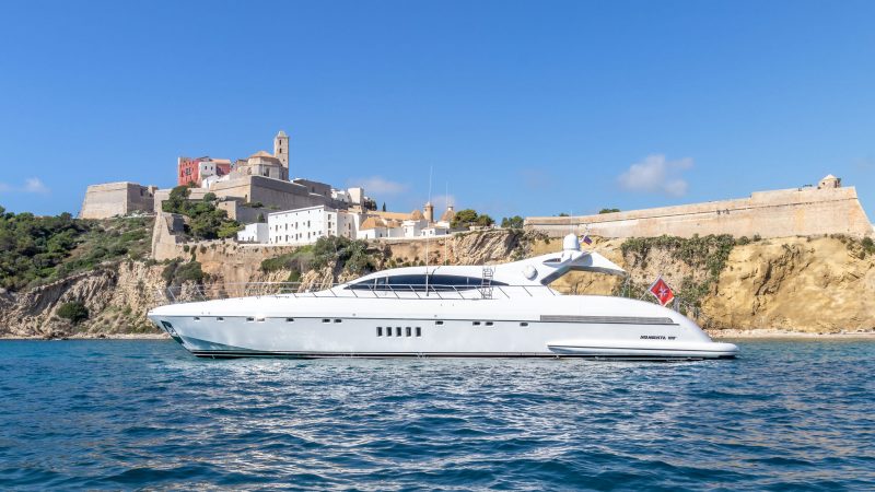 Port view of Mangusta 108 Belisa - Superyacht in Ibiza