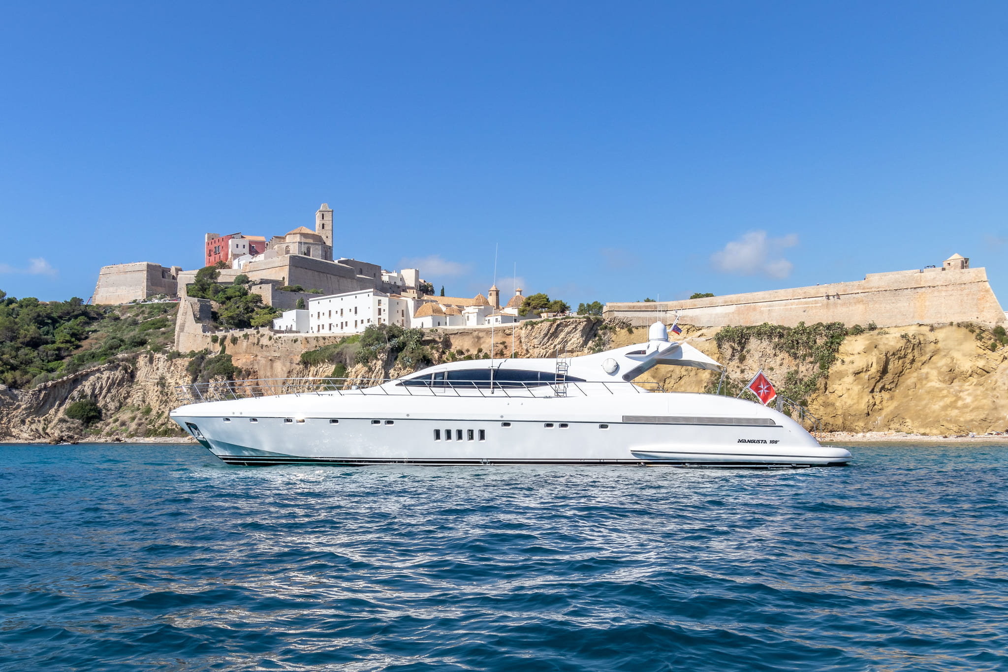 Port view of Mangusta 108 Belisa - Superyacht in Ibiza