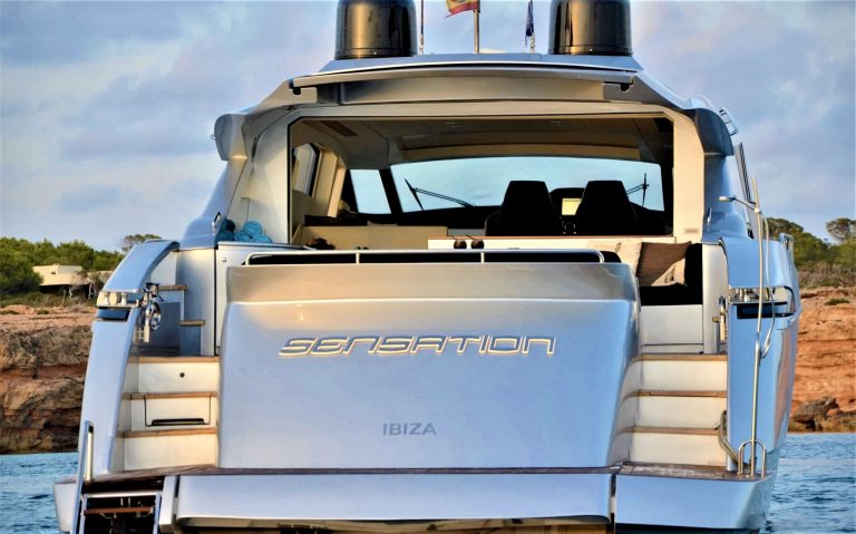 Stern of Pershing 72 Sensation - Yacht in Ibiza