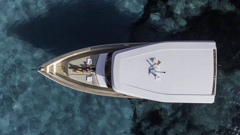 Air view of Fjord 40 Cajú - Yacht in Ibiza