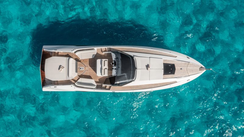 Air view of Frauscher 1414 Demon Finally - Yacht in Ibiza