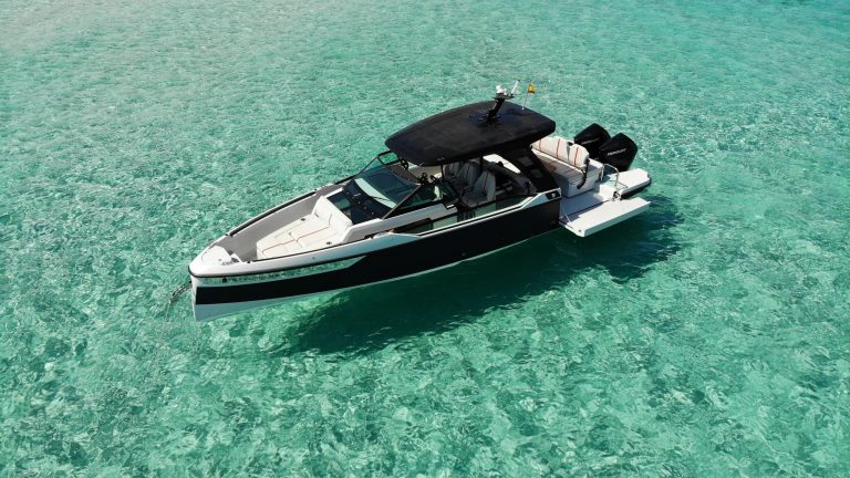 Port view of Saxdor 320 GTO Just us - Motorboat in Ibiza