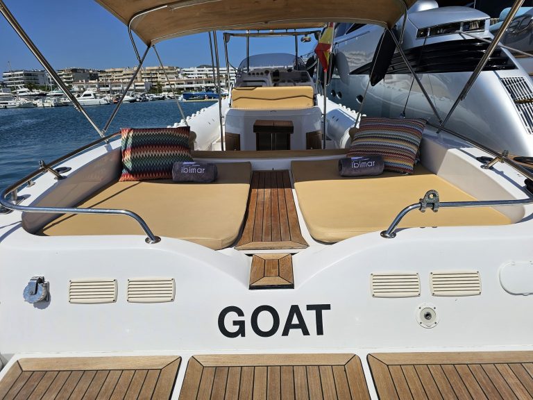 Stern of Sacs Stratos 42 Goat - RIB in Ibiza