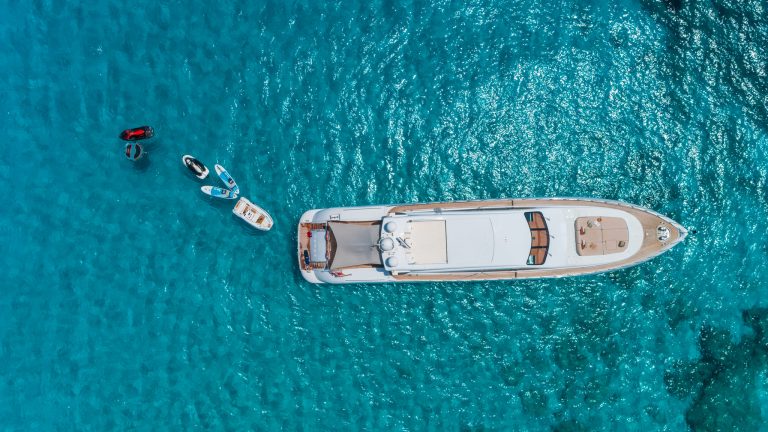 Air view of Mangusta 108 Nomad - Superyacht in Ibiza