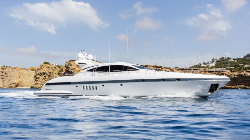 Starboard view of Mangusta 92 Chill out - Superyacht in Ibiza
