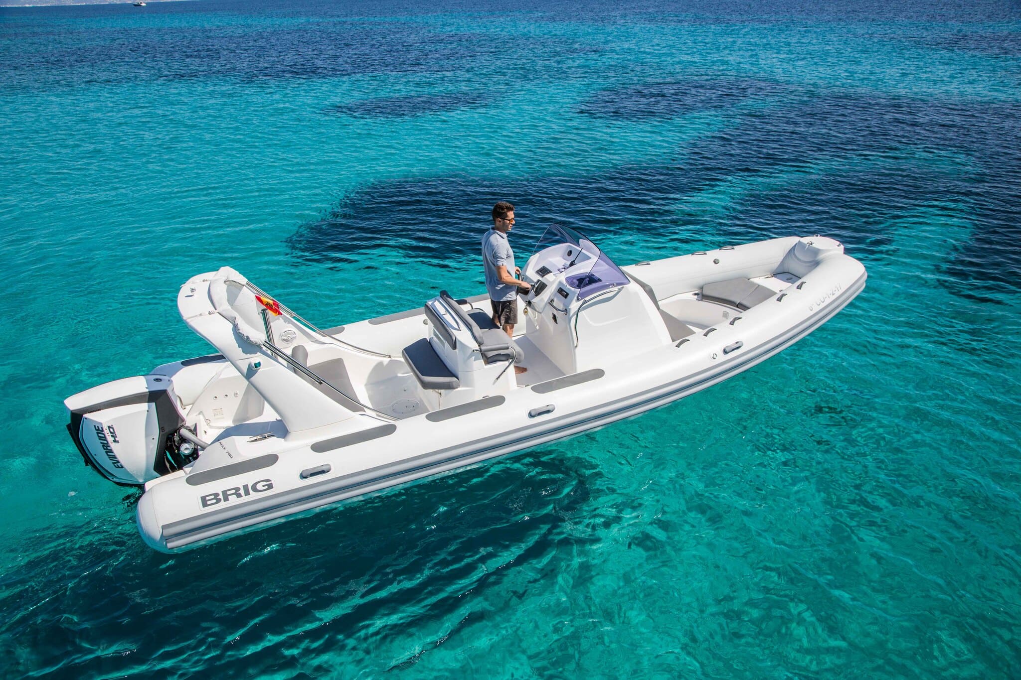 Air view of Brig 780 Catch me if you can - RIB in Ibiza