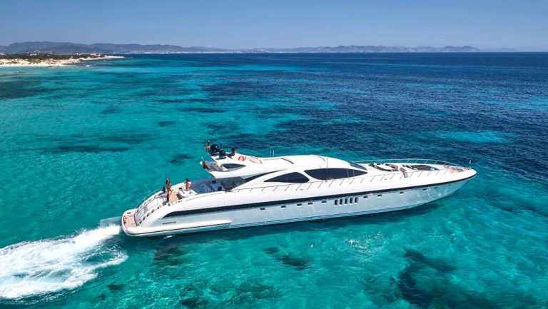 Starboard view of Mangusta 130 Mrs Grey - Superyacht in Ibiza