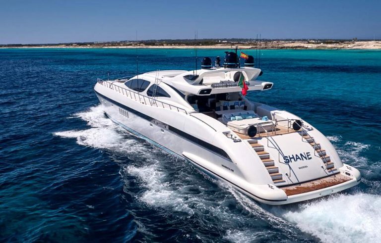 Stern 2 of Mangusta 130 Mrs Grey - Superyacht in Ibiza