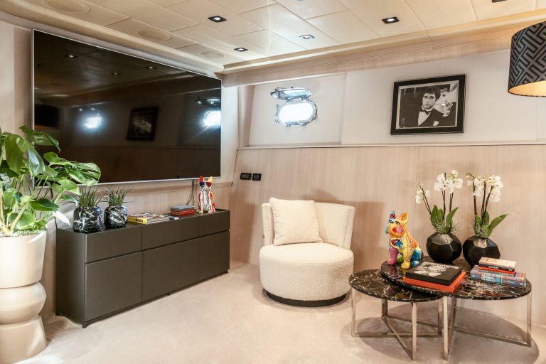 TV 2 of Mangusta 130 Mrs Grey - Superyacht in Ibiza