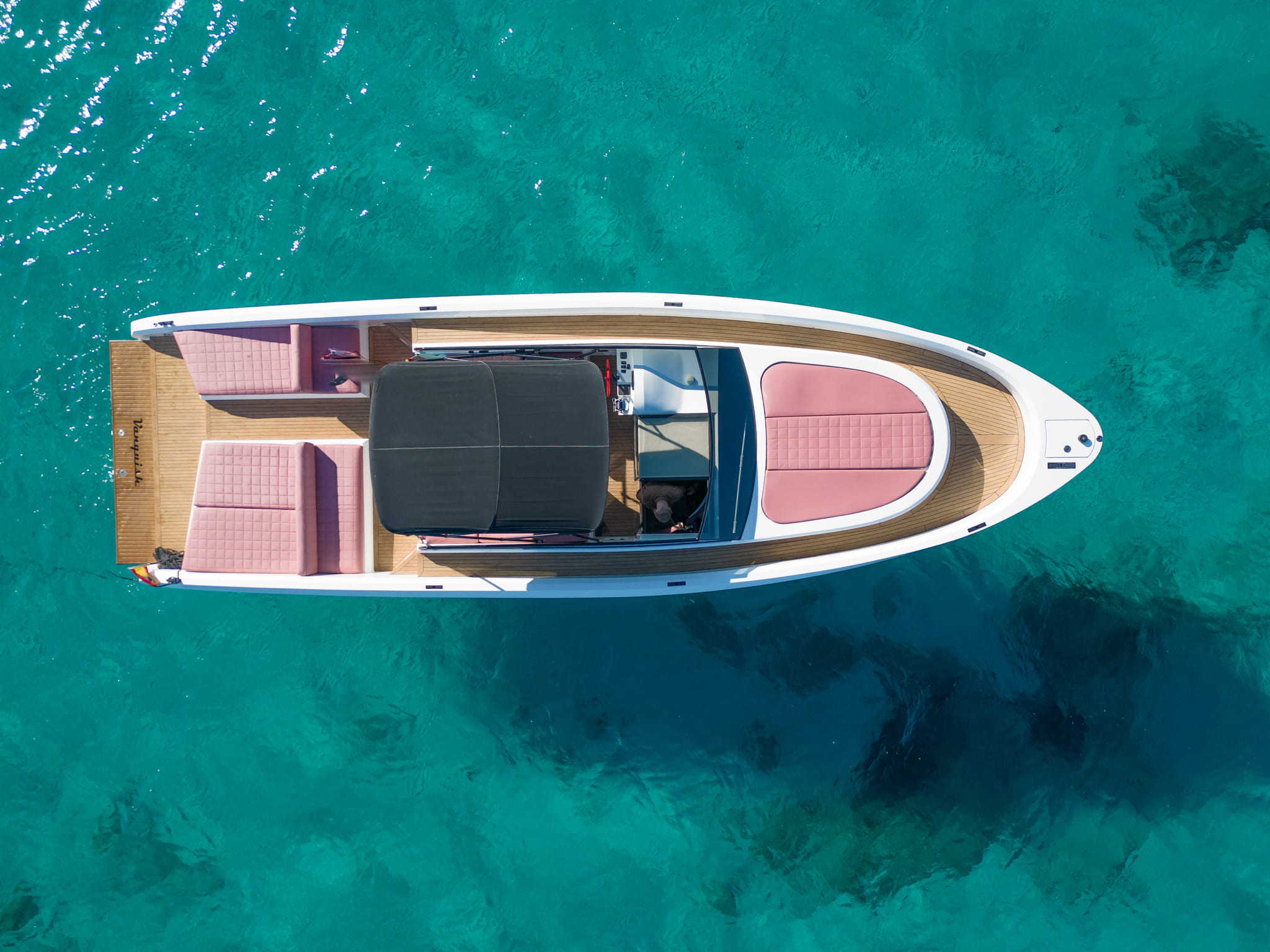 Air view of Vanquish VQ43 Tequila - Yacht in Ibiza
