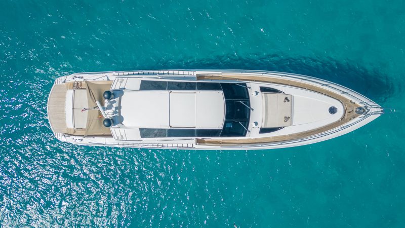 Air view of Canados 90 Funky town - Superyacht in Ibiza