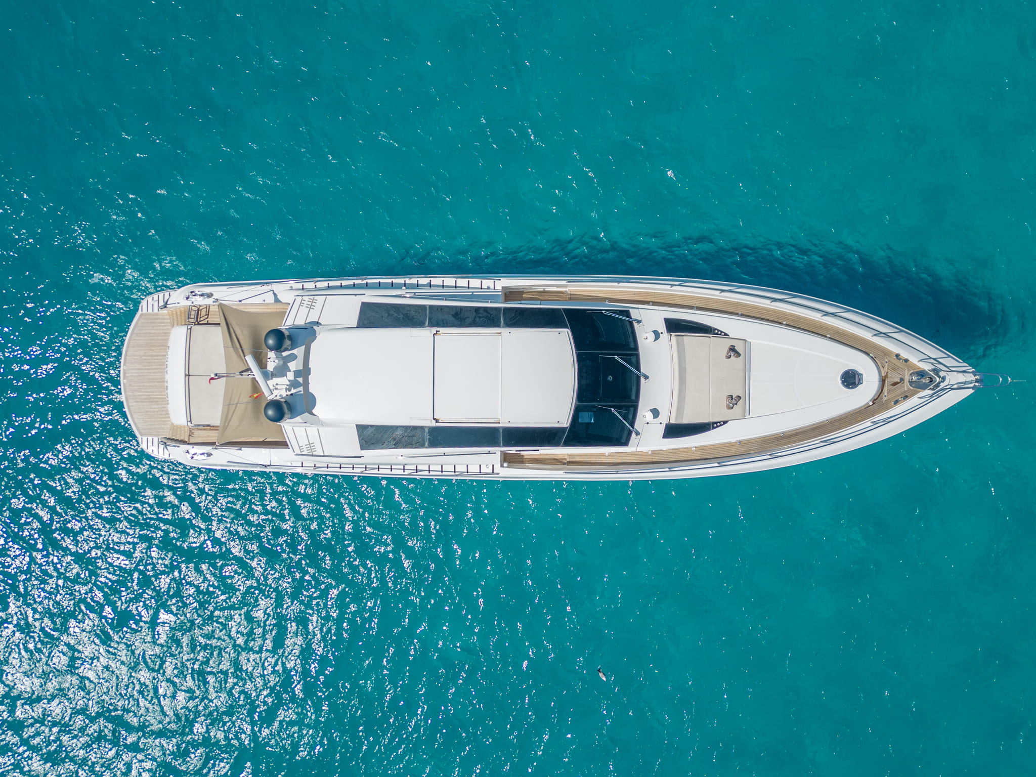 Air view of Canados 90 Funky town - Superyacht in Ibiza