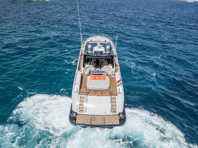 Stern of Mangusta 92 Drift - Superyacht in Ibiza