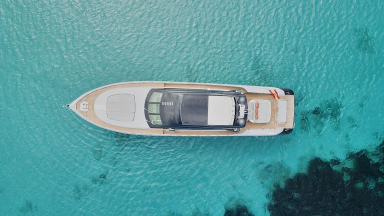 Air view of Mangusta 92 Drift - Superyacht in Ibiza