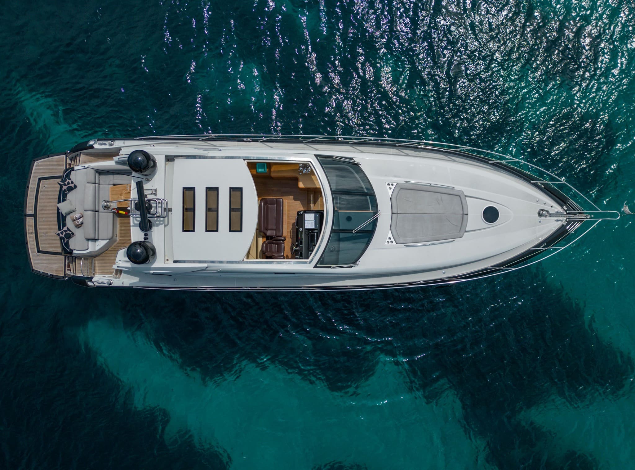 Air view of Sunseeker Predator 62 Shadow - Yacht in Ibiza