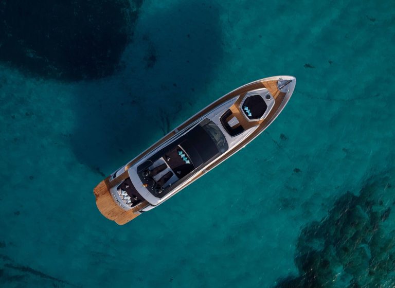 Air view of Pershing 90 Danzas - Superyacht in Ibiza