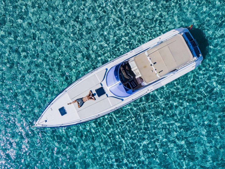 Air view of Sunseeker Superhawk 43 Be Happy - Yacht in Ibiza