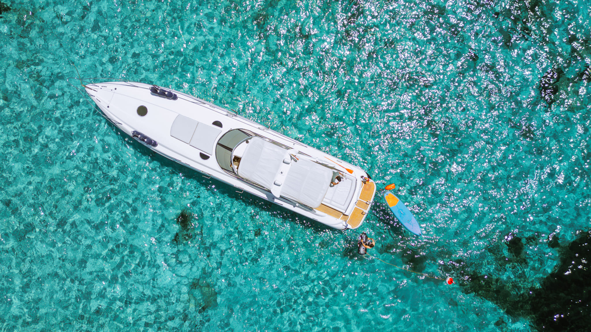 Air view of Sunseeker Superhawk 48 Vista Alegre III - Yacht in Ibiza