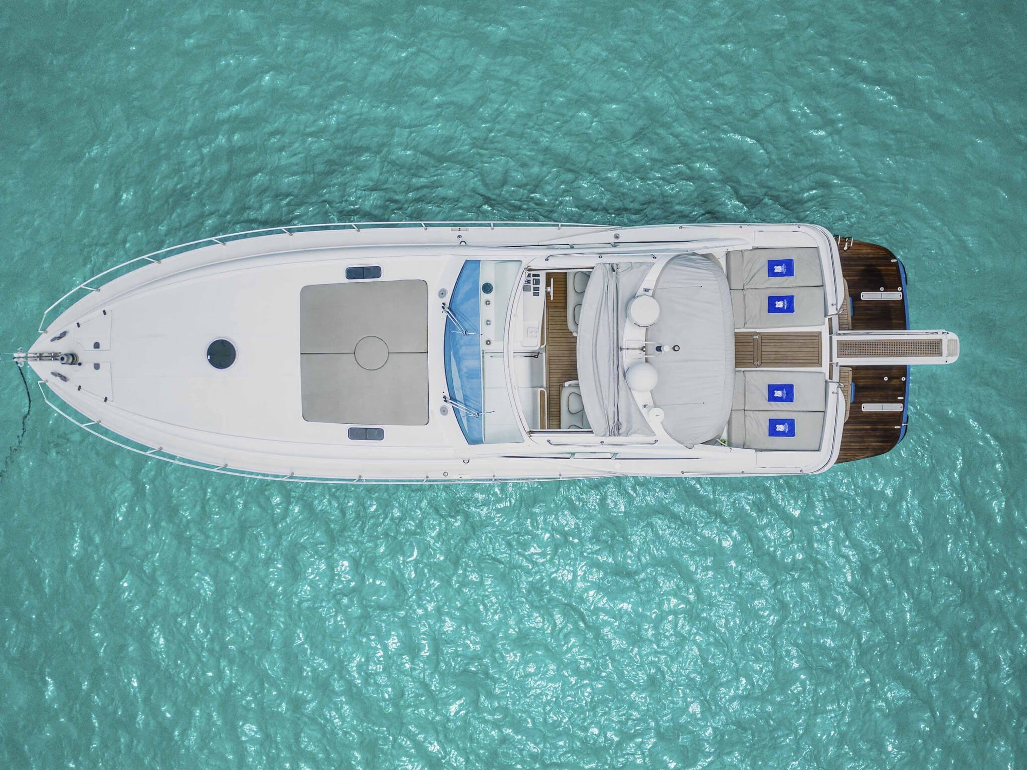 Air view of Pershing 54 Torre del Canónigo - Yacht in Ibiza