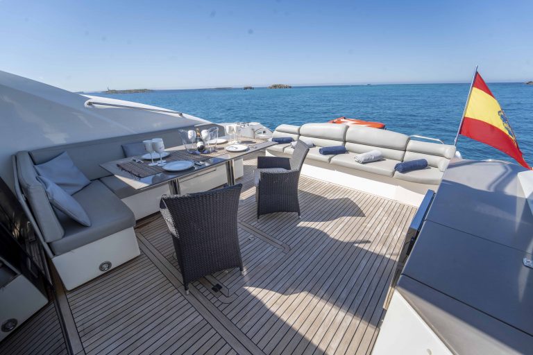 Stern table of Sunseeker Predator 72 El Boss - Yacht in Ibiza