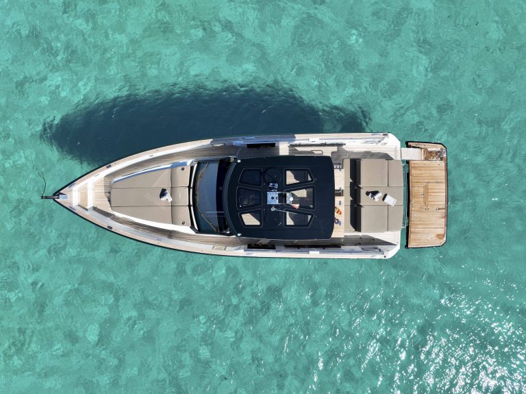 Air view of Fjord 44 Minipico IV - Yacht in Ibiza