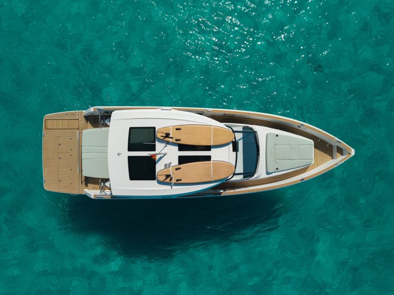 Air view of Fjord 41XL Doña Leona - Yacht in Ibiza